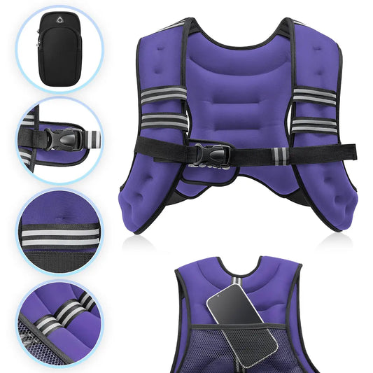 Elevate Your Workout with the Zelus Weighted Vest - 6 to 30 lbs with Detachable Phone Pouch, Reflective Stripes, and Adjustable Straps for Enhanced Strength Training and Motivational Walking